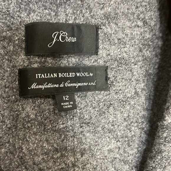 J. Crew Italian Boiled Wool long coat grey women’s size 12 - 100% wool - Picture 2 of 13